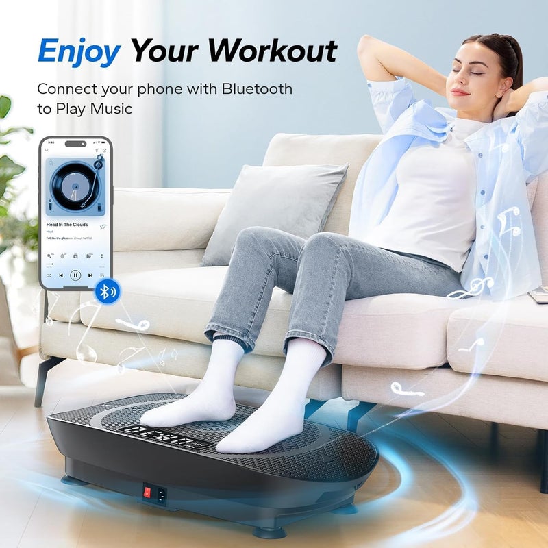 MERACH Vibration Plate Exercise Machine, Whole Body Workout Equipment for Women, Bluetooth and Silicone Pedal, Vibration Plate with Auto Mode, Vibrate Fitness Platform for Home (Black) - Image 3