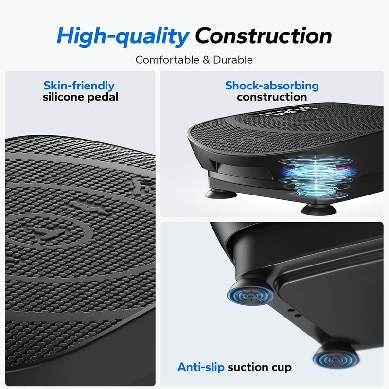 MERACH Vibration Plate Exercise Machine, Whole Body Workout Equipment for Women, Bluetooth and Silicone Pedal, Vibration Plate with Auto Mode, Vibrate Fitness Platform for Home (Black) - Image 5