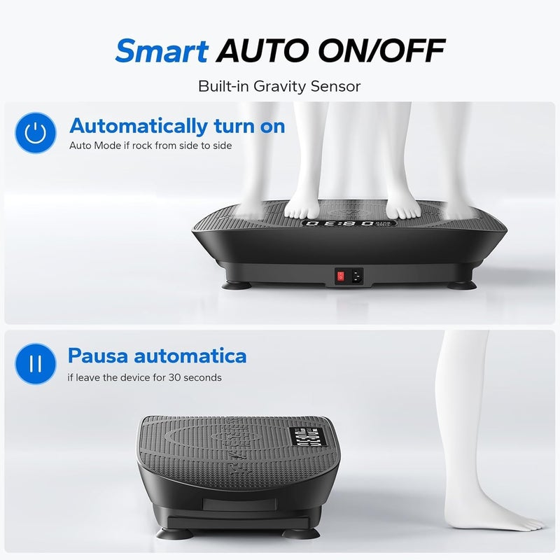 MERACH Vibration Plate Exercise Machine, Whole Body Workout Equipment for Women, Bluetooth and Silicone Pedal, Vibration Plate with Auto Mode, Vibrate Fitness Platform for Home (Black) - Image 4