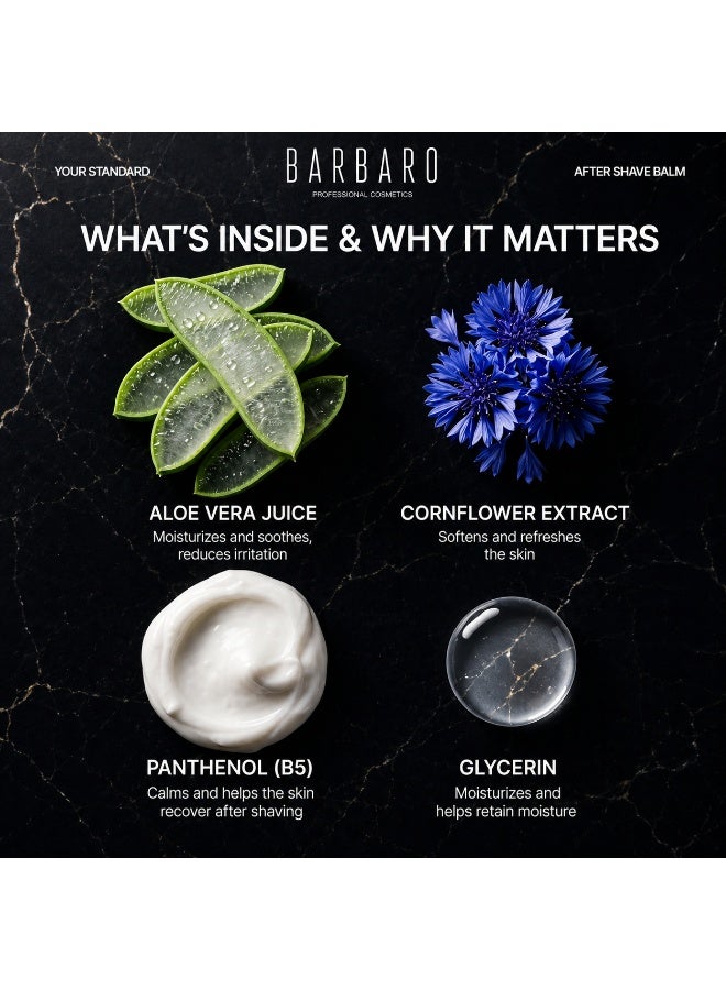 BARBARO After Shave Balm for Men – Instant Soothing & Redness Relief, Barber-Grade Post Shave Care, Morion Scent, 100 ml. - Image 3
