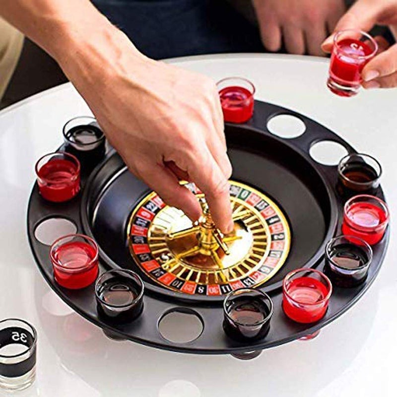Go Hooked Roulette Drinking Game with 16 Black and Red Shot Glasses, Funny Party Drinking Game Set Shot Glass Casino Gambling Poker Accessories Bar Game Set - Image 1