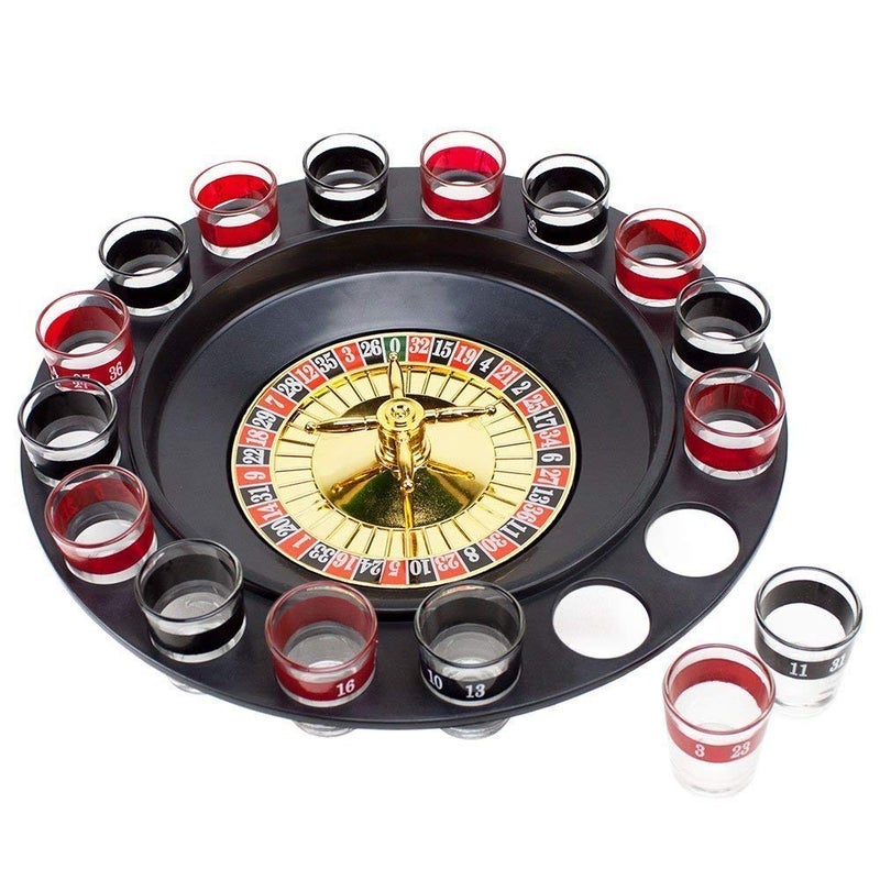 Go Hooked Roulette Drinking Game with 16 Black and Red Shot Glasses, Funny Party Drinking Game Set Shot Glass Casino Gambling Poker Accessories Bar Game Set - Image 2