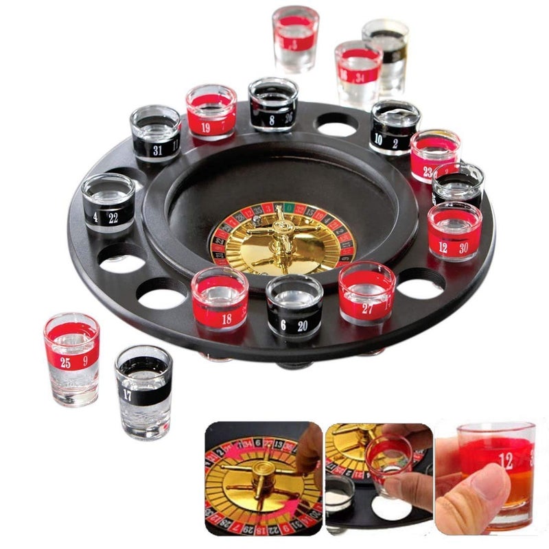Go Hooked Roulette Drinking Game with 16 Black and Red Shot Glasses, Funny Party Drinking Game Set Shot Glass Casino Gambling Poker Accessories Bar Game Set - Image 4