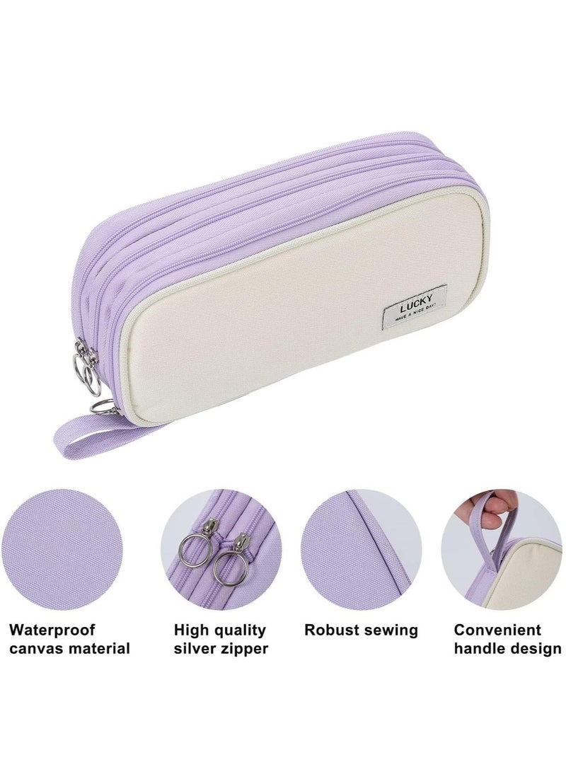 واي آند دي Pencil Case, Big Capacity Organizer for Girls Kids Adults Women Zipper Pouch Aesthetic Large Pen Case with Handle School Office - Image 3