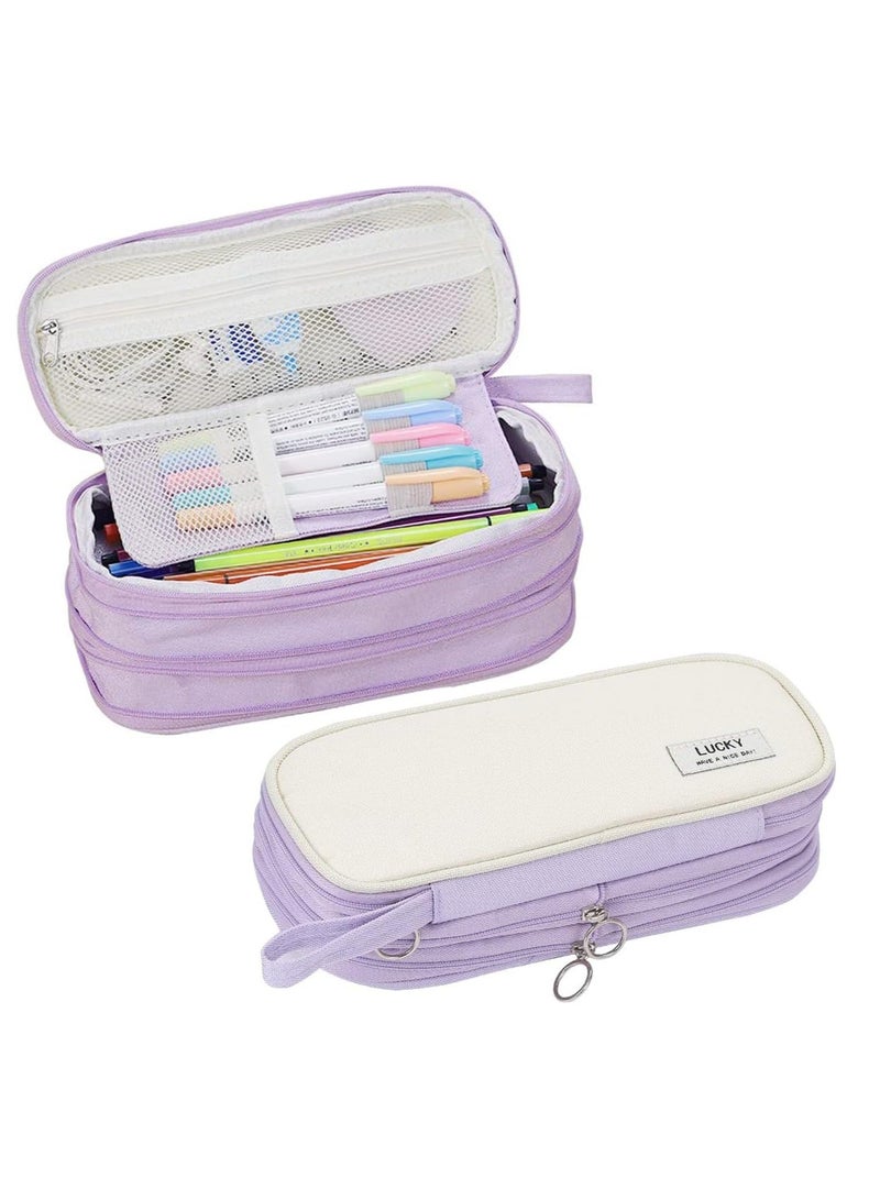 واي آند دي Pencil Case, Big Capacity Organizer for Girls Kids Adults Women Zipper Pouch Aesthetic Large Pen Case with Handle School Office - Image 1