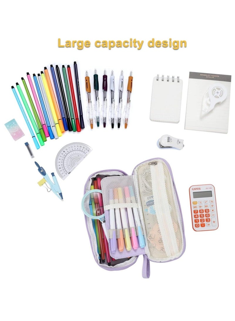 واي آند دي Pencil Case, Big Capacity Organizer for Girls Kids Adults Women Zipper Pouch Aesthetic Large Pen Case with Handle School Office - Image 4