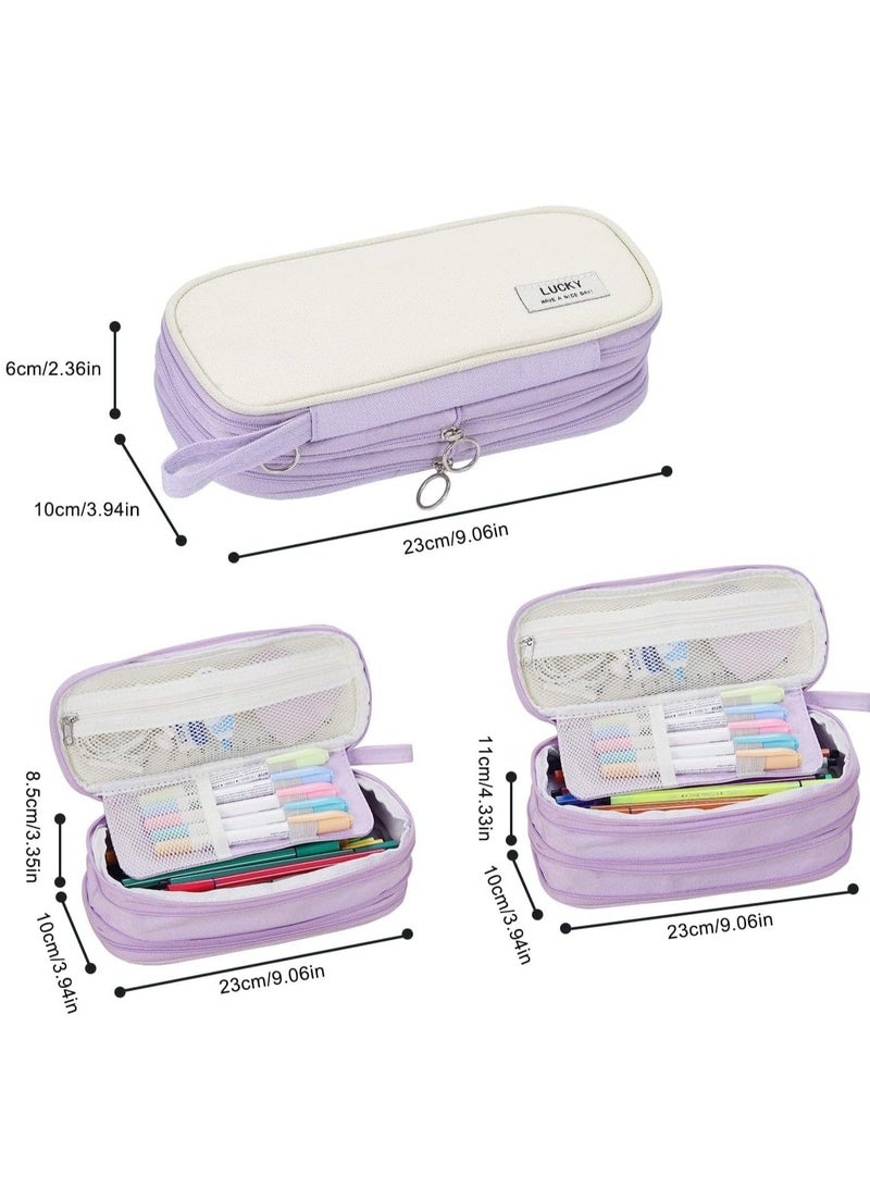 واي آند دي Pencil Case, Big Capacity Organizer for Girls Kids Adults Women Zipper Pouch Aesthetic Large Pen Case with Handle School Office - Image 5