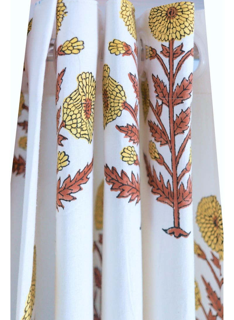 أوجريا ستائر قطنية فاخرة 100٪ باللون الأصفر مطبوعة بقوالب يدوية 274 × 152 سم - Image 5