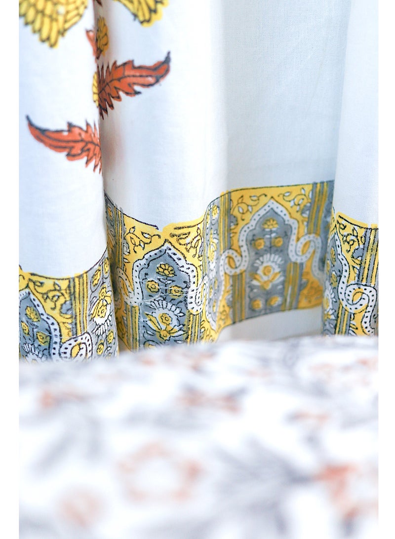 أوجريا ستائر قطنية فاخرة 100٪ باللون الأصفر مطبوعة بقوالب يدوية 274 × 152 سم - Image 4