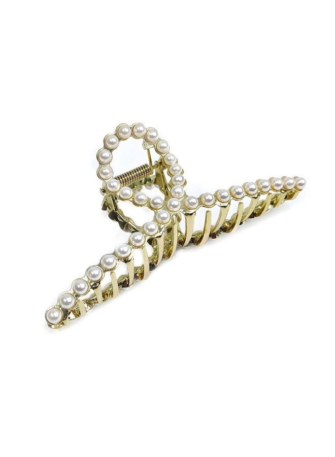 DN Creation مجموعة DN من 1 مشبك شعر كبير من اللؤلؤ الأنيق العصري الكوري - ذهبي - Image 5