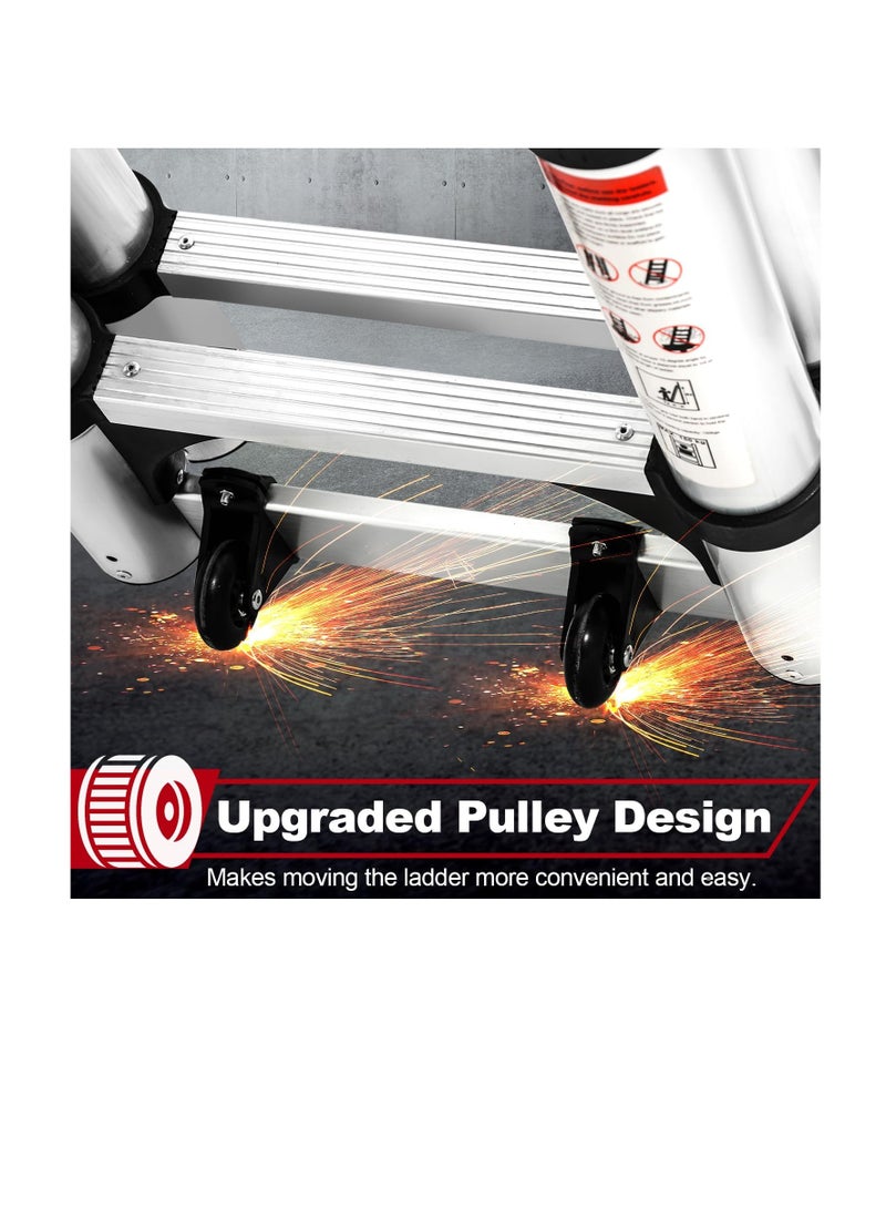 Aluminum Telescopic Rod Folding Ladder, Non-slip Aluminum Ladder, Multi-function Ladder, 5m Extendable Ladder with 150kg Load Capacity - Image 3