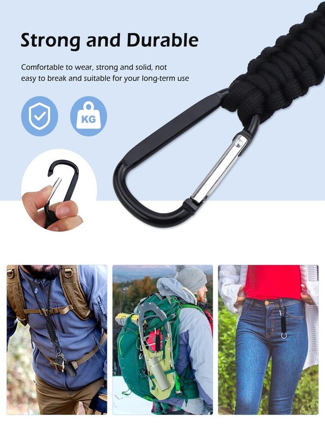 YETOOME 2 Set Heavy Duty Paracord Lanyard and Braided Keychain for ID Card Badge Holder, Outdoor Activities, Camera, Traveling (Black) - Image 5
