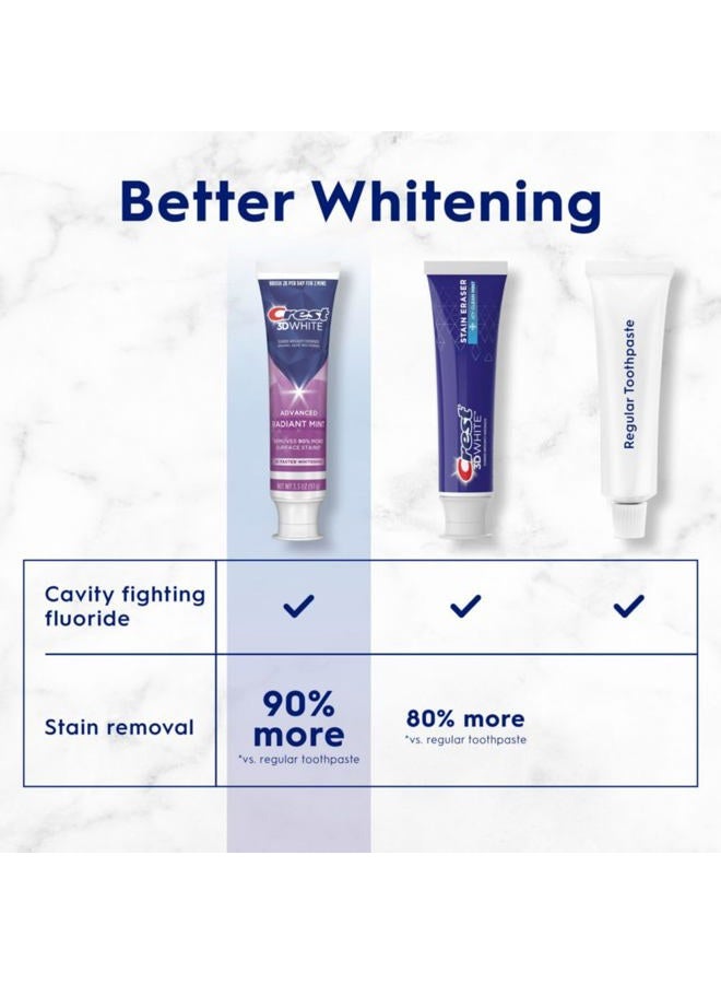 Crest 3D White Advanced Teeth Whitening Toothpaste, Radiant Mint, 3.3 oz, Pack of 2 - Image 4