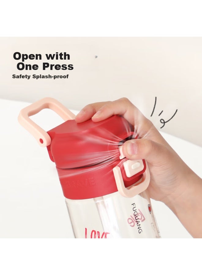 Tomimitsu Fuguang Children's Water Bottle, Tritan Student Straw Cup, Portable, For Boys And Girls, Summer, Heat-resistant, Shatterproof Plastic Cup, 468ml - Image 4