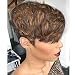 Yviann Short Human Hair Wig for Women Pixie Cut with Auburn Brown Ombre Top Similar to #30 Short Layered Wavy Curly Wig with Bangs F1B/30 - Image 2