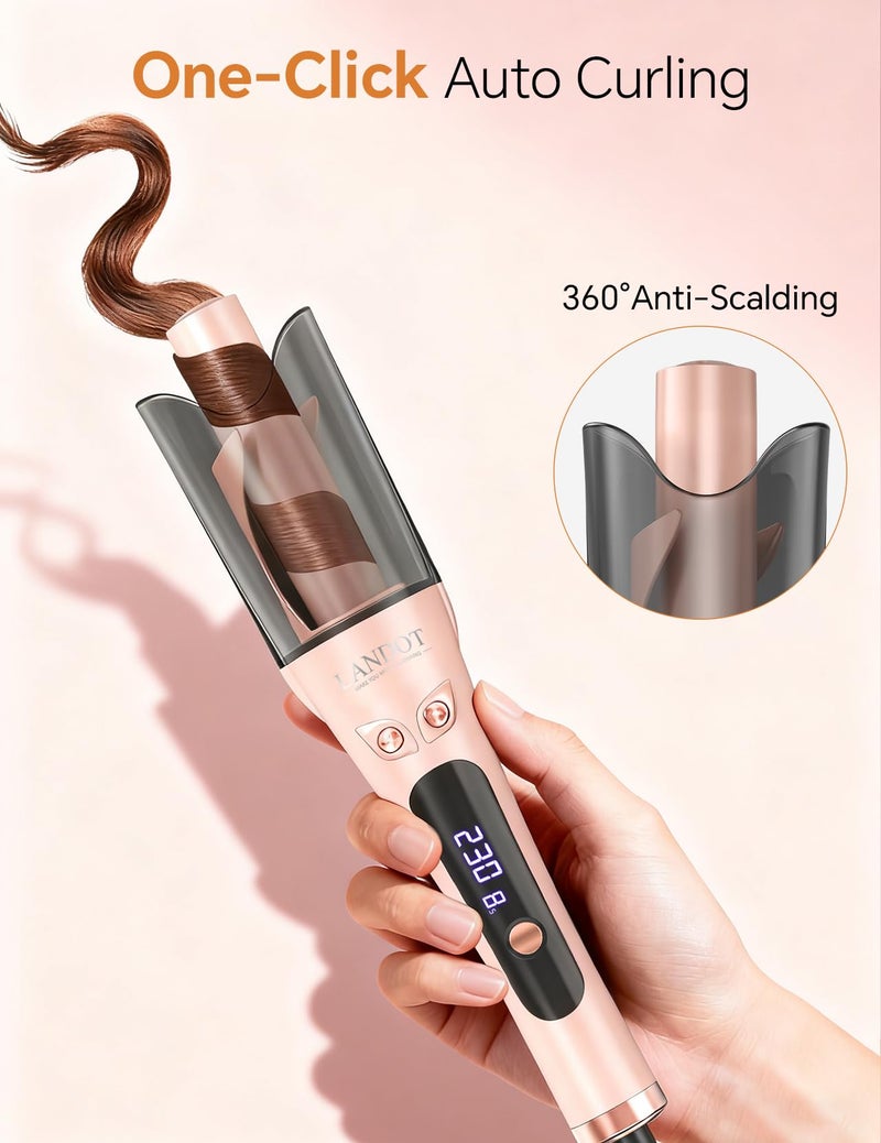 LANDOT Automatic Rotating Curling Iron 1-inch - LANDOT 2-Way Anti-Tangle Self Curling Wand, Effortless Curls for Special Occasions, Dates & Vacations, Fast Heat-Up Ceramic Barrel for Gorgeous Styles - Image 3