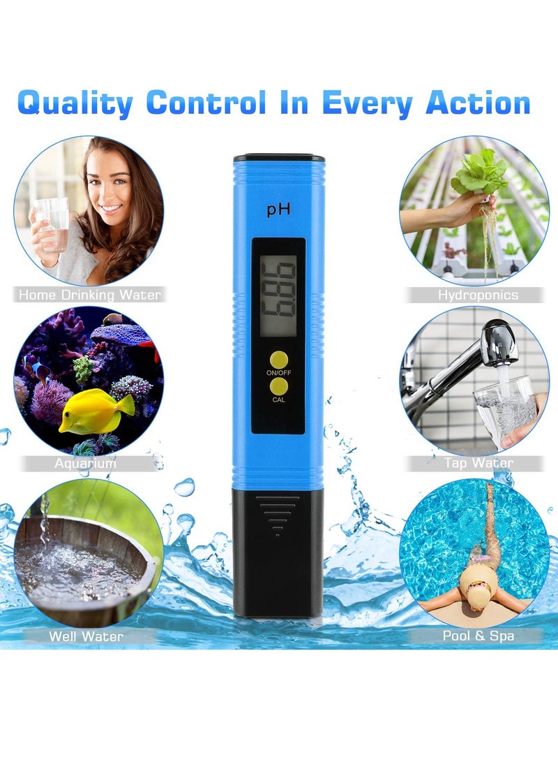 كيلا قلم قياس درجة الحموضة الرقمي لقياس درجة الحموضة في المياه المائية بدقة عالية 0.01 بحجم الجيب مع نطاق قياس درجة الحموضة من 0 إلى 14 للاستخدام المنزلي والشرب وحمام السباحة والحوض المائي - Image 5