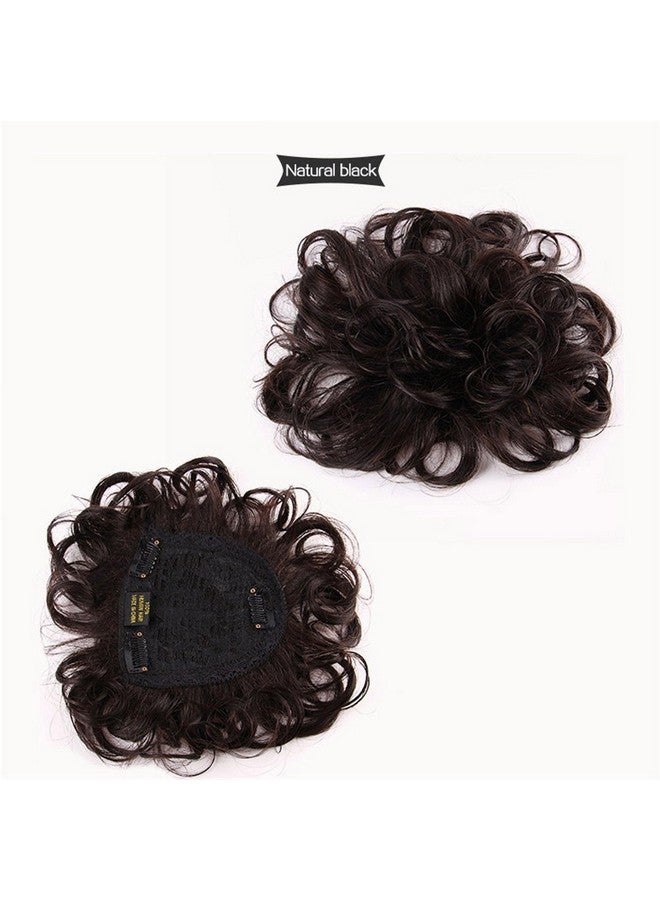 Remeehi Emeehi Short Curly Wavy Human Hair Toppers 4.7" X 4.7" Seamless Fluffy Replacement Clip In Hairpiece For Covering White Hair Toupee Wiglet Nature Black - Image 3