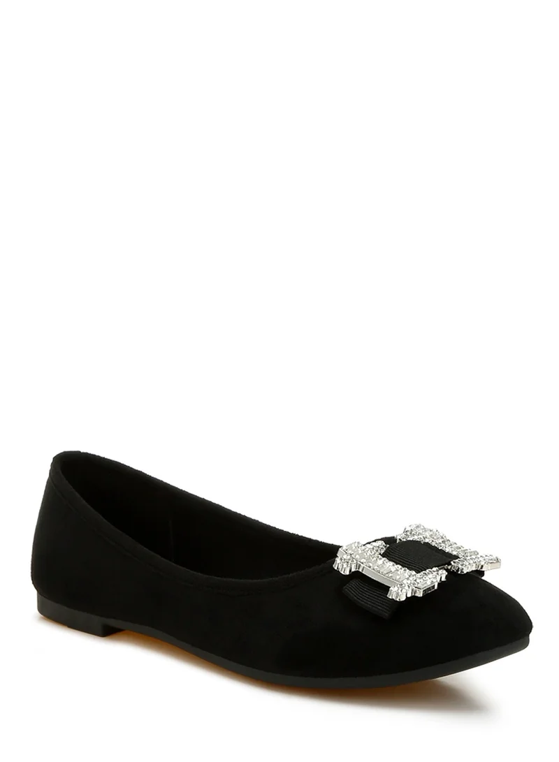 لندن راج راقصة باليه سوداء اللون مزينة بإبزيم من أحجار الراين