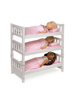 Badger Basket Toy 123 Convertible Doll Bunk Bed With Storage Baskets And Personalizatin Kit For 20 Inch Dolls Pink Stripe  - Image 5