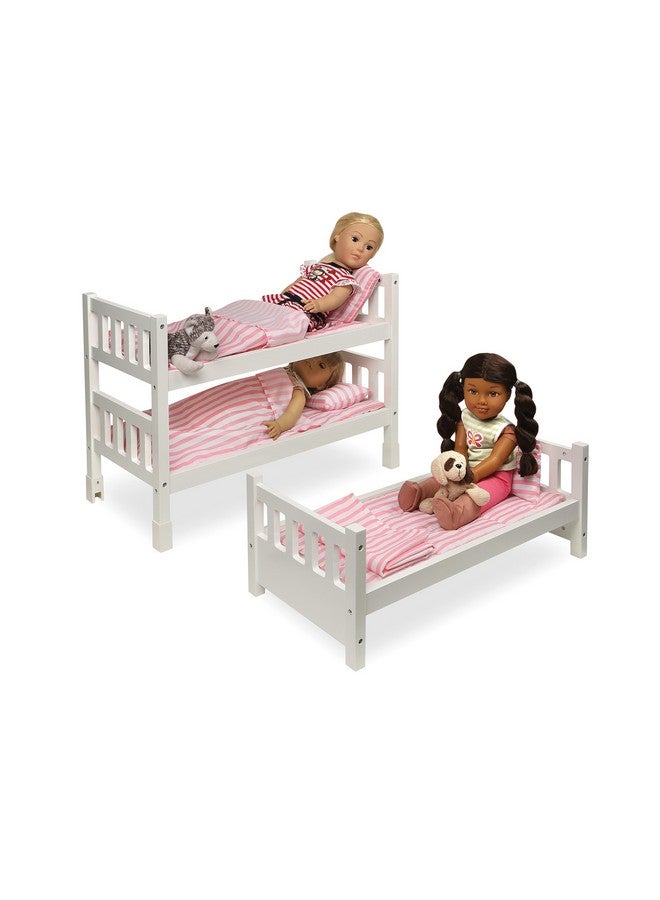 Badger Basket Toy 123 Convertible Doll Bunk Bed With Storage Baskets And Personalizatin Kit For 20 Inch Dolls Pink Stripe - Image 4