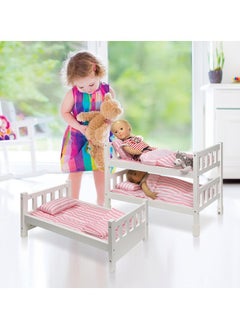 Badger Basket Toy 123 Convertible Doll Bunk Bed With Storage Baskets And Personalizatin Kit For 20 Inch Dolls Pink Stripe  - Image 3