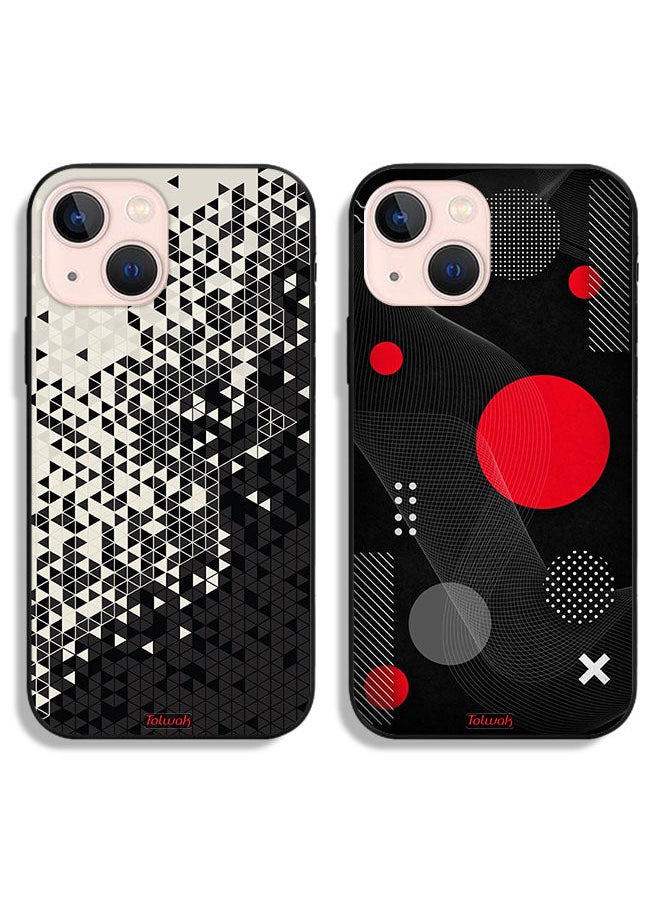 Tolwak - Two Cases For Apple iPhone 13 mini Protective Covers Digital Shape Pattern - Image 1
