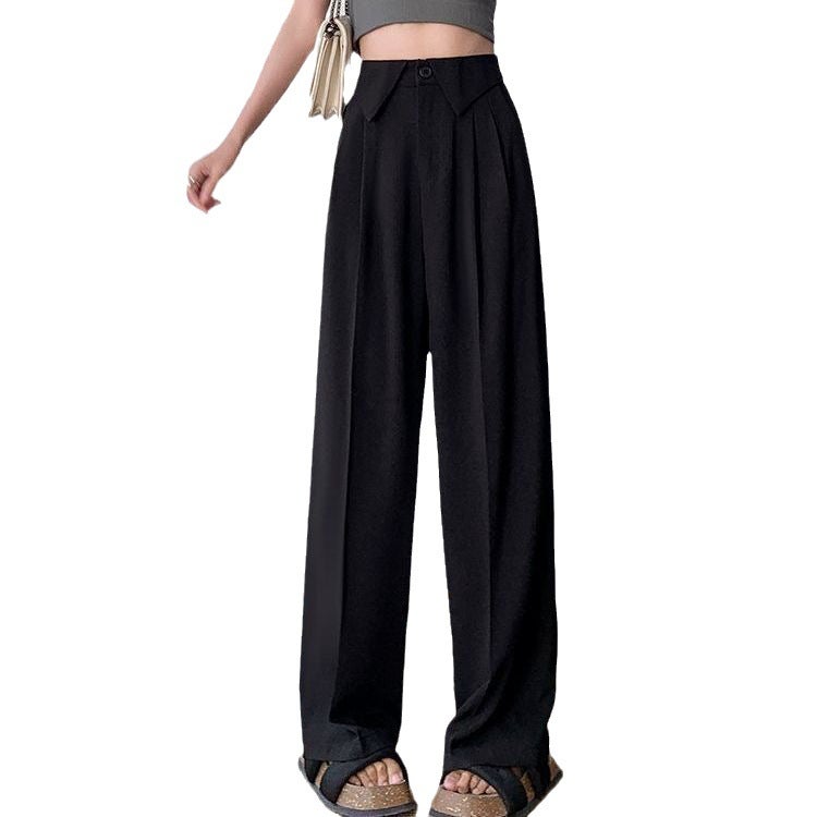 New 2023 Thin Loose Straight Casual Slimming Meat Covering Age-Reducing Wide Leg Pants Trendy Suit Pants - Image 4