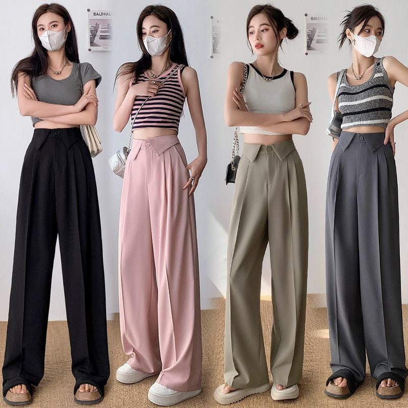 New 2023 Thin Loose Straight Casual Slimming Meat Covering Age-Reducing Wide Leg Pants Trendy Suit Pants - Image 2