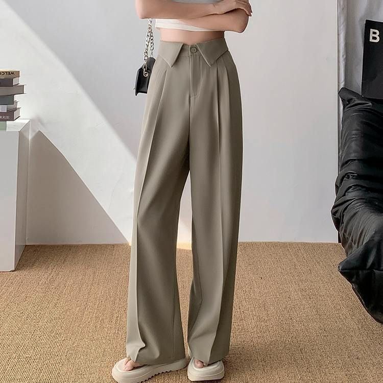 New 2023 Thin Loose Straight Casual Slimming Meat Covering Age-Reducing Wide Leg Pants Trendy Suit Pants - Image 3