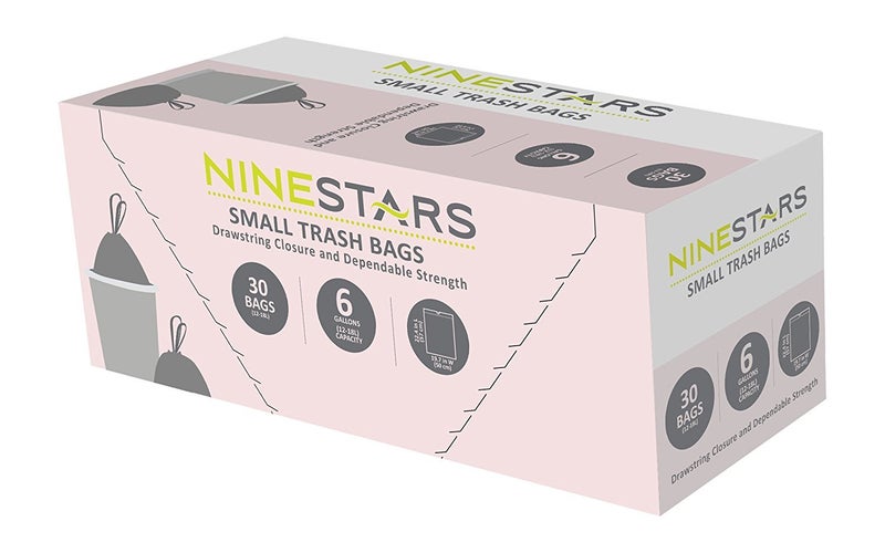 NINESTARS NSTB630 Extra Strong White Trash Bag wDrawstring Closure 6 Gal  20 L 30 Count