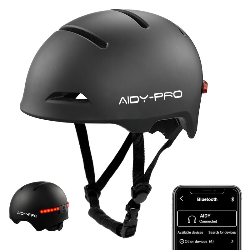 AIDY-PRO Smart Bike Helmet with Bluetooth for Men Women, Bluetooth Bike Helmet Built-in Speakers, Microphone and Rear LED Lights, Road Bicycle E-Bikes Commuter Helmet - Image 1