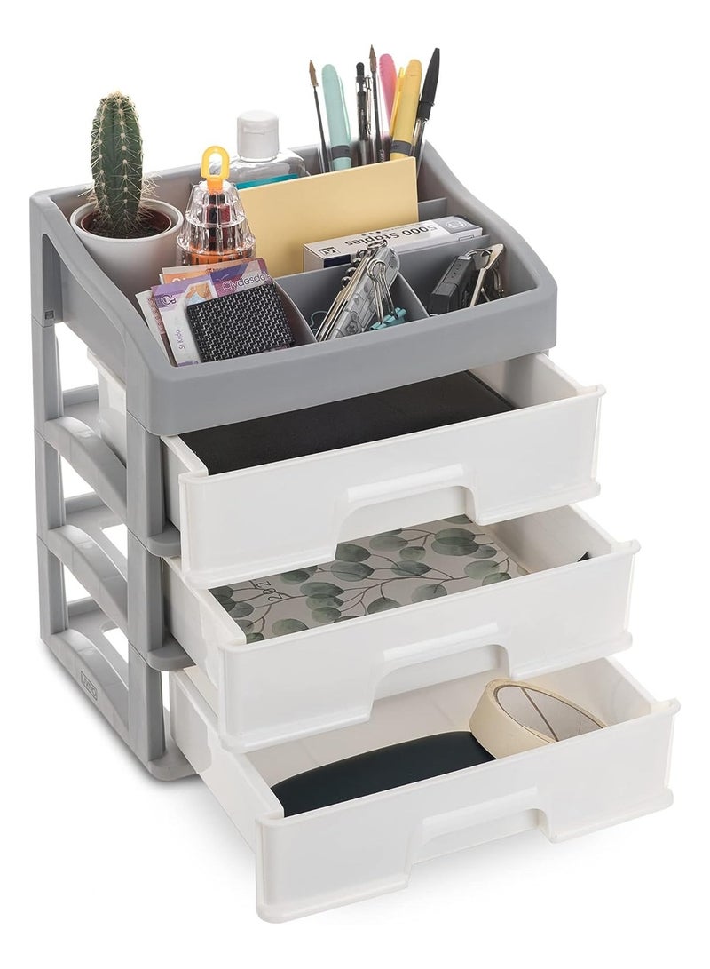 Plastic Storage Container with Stickers, Organizer for Cosmetics, Jewelry Box ,Multifunctional and multi-purpose ,3 Layer size 31x28x20cm  - Image 2