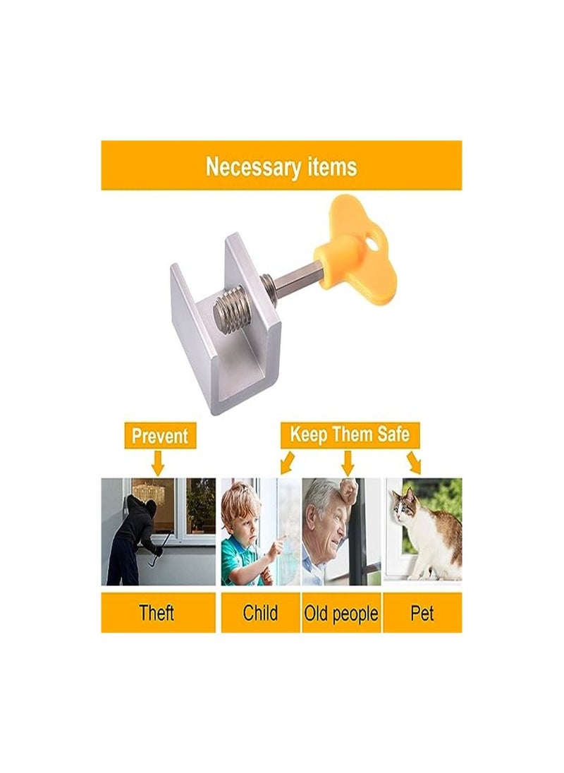 Home Clearance Sale - Home Clearance Sale Sliding Window Locks Adjustable Security Window Lock Window Stoppers Aluminum with Key Childproof Safety Window Lock Clamps for Vertical Horizontal Slide Door Windows(8 Sets) - Image 1