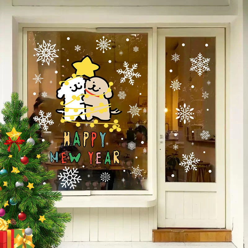 2026 Christmas Snowflake Decoration Stickers Glass Electrostatic Stickers New Year Scene Layout Cartoon Window Stickers Door Stickers - Image 5