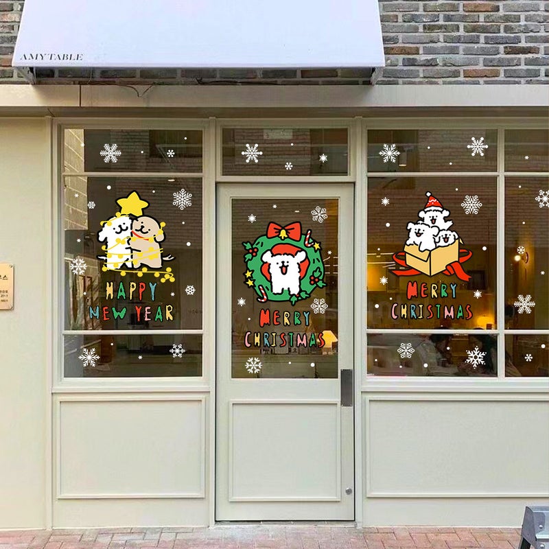2026 Christmas Snowflake Decoration Stickers Glass Electrostatic Stickers New Year Scene Layout Cartoon Window Stickers Door Stickers - Image 4