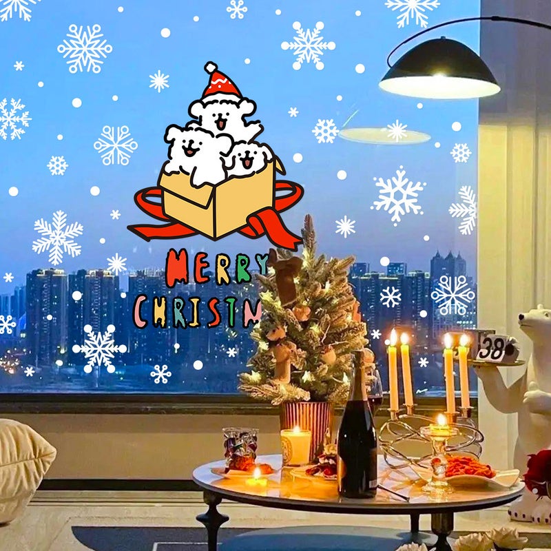 2026 Christmas Snowflake Decoration Stickers Glass Electrostatic Stickers New Year Scene Layout Cartoon Window Stickers Door Stickers - Image 3
