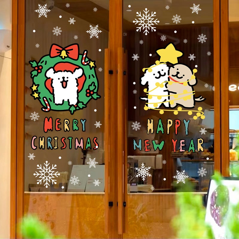 2026 Christmas Snowflake Decoration Stickers Glass Electrostatic Stickers New Year Scene Layout Cartoon Window Stickers Door Stickers - Image 2