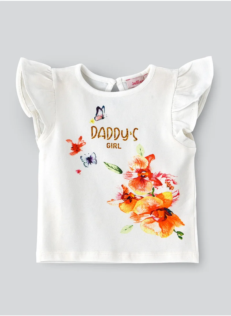 جيلين Knit T-Shirt Round Neck Print At Front