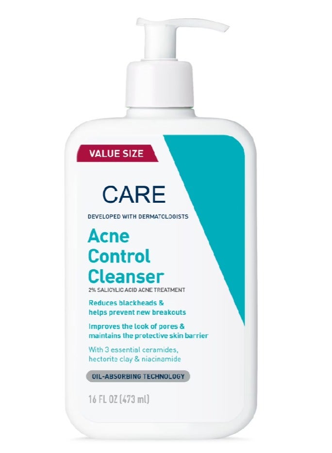 2% Salicylic Acid Acne Face Wash - Purifying Clay Cleanser for Oily Skin,16 fl oz - Image 1