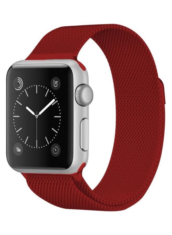 NIBEMINENT Magnetic Stainless Steel Wrist Band For Apple Watch Series 6/SE/5/4 40mm And 3/2/1 38mm Red - Image 3