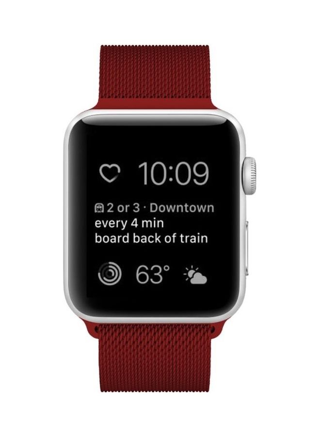 NIBEMINENT Magnetic Stainless Steel Wrist Band For Apple Watch Series 6/SE/5/4 40mm And 3/2/1 38mm Red - Image 2