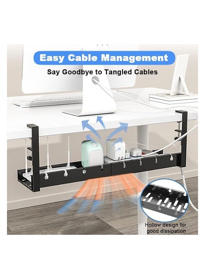 erorex Under Desk Cable Management Tray: Upgraded Cable Organizer with Clamp Mount System - Sturdy Metal Cord Management Rack Wire Organizer - No Drill Cable Tray Basket for Office Home - Image 2
