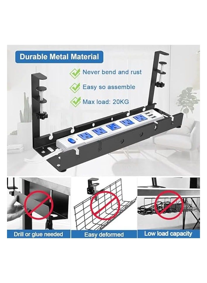 erorex Under Desk Cable Management Tray: Upgraded Cable Organizer with Clamp Mount System - Sturdy Metal Cord Management Rack Wire Organizer - No Drill Cable Tray Basket for Office Home - Image 3