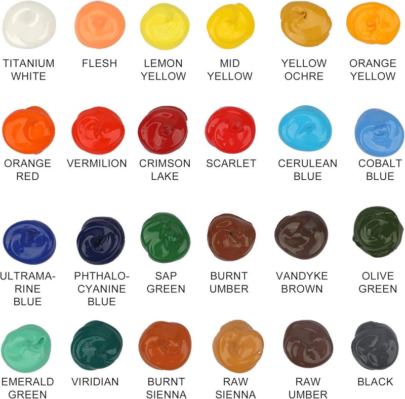 Halobios Acrylic Paint Set with 3 Paint Brushes, 24×12ml Colors Premium Paint Set with 1 Palette 1 Canvas Boards, Art Painting Kits for Adults, Paints Supplies for Canvas Rock Painting Craft Art Class - Image 3
