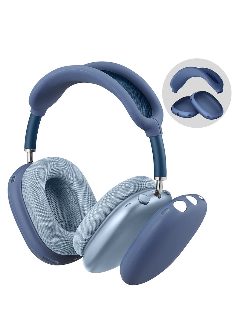سيليكون غطاء الأذن على الهواء ماكس سماعات الرأس و حزام الرأس على الهواء ماكس ملحقات الهواء ماكس بوديس حماية الجلد ( الأزرق الداكن ) - Image 1
