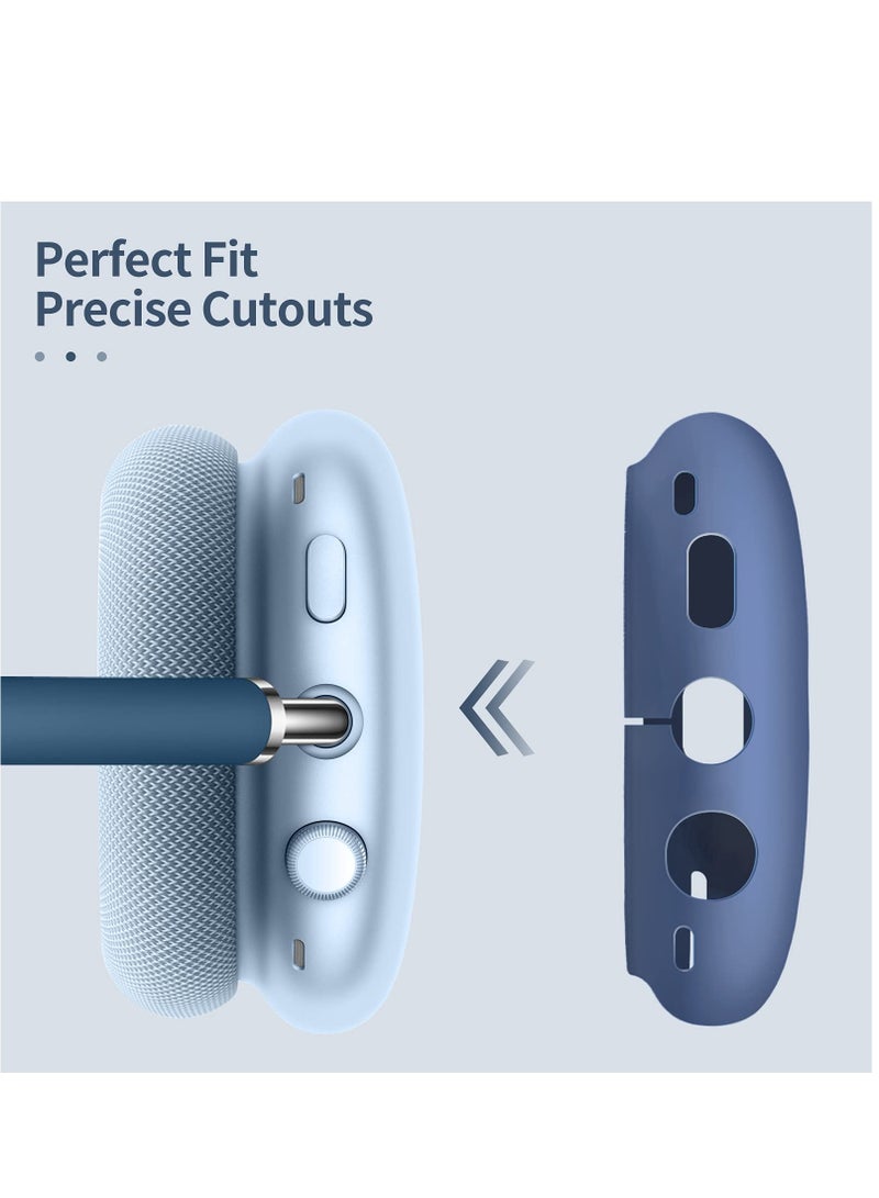 سيليكون غطاء الأذن على الهواء ماكس سماعات الرأس و حزام الرأس على الهواء ماكس ملحقات الهواء ماكس بوديس حماية الجلد ( الأزرق الداكن ) - Image 5