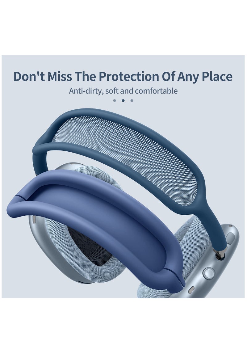 سيليكون غطاء الأذن على الهواء ماكس سماعات الرأس و حزام الرأس على الهواء ماكس ملحقات الهواء ماكس بوديس حماية الجلد ( الأزرق الداكن ) - Image 2