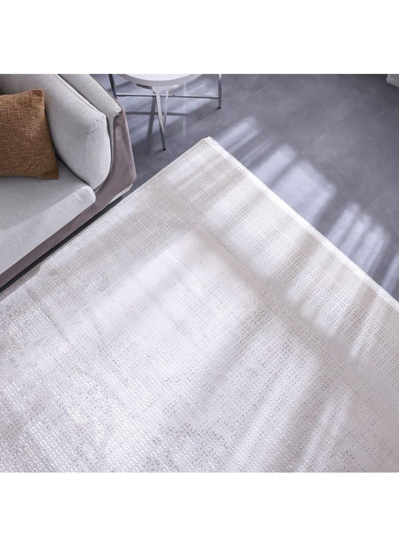 Pearl Artsilk Rug  Polyester Area Rug Floor Covering L340xW240cm-White & Cream