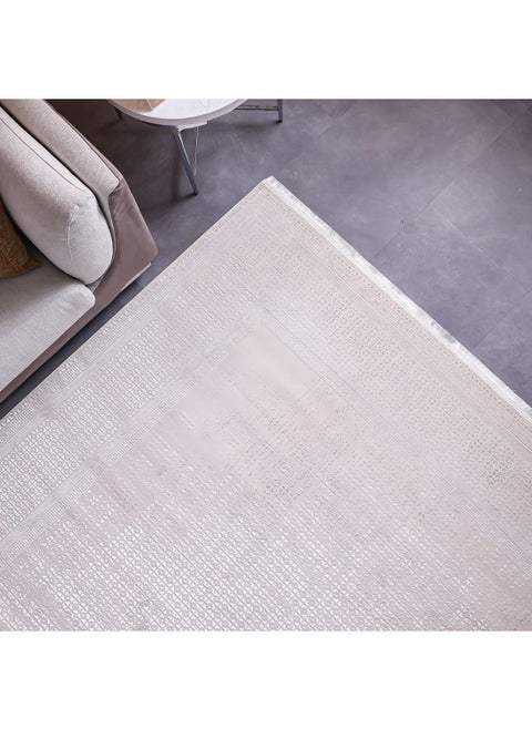 Pearl Artsilk Rug  Polyester Area Rug Floor Covering L340xW240cm-White & Cream